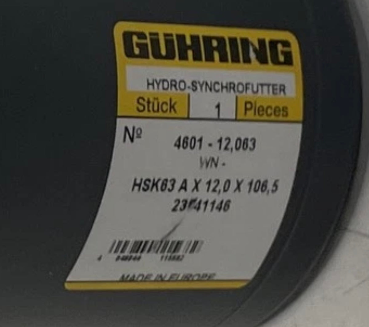 Guhring GUHROSync HSK-A 63 tapping chuck M4 to M12 9046010120630