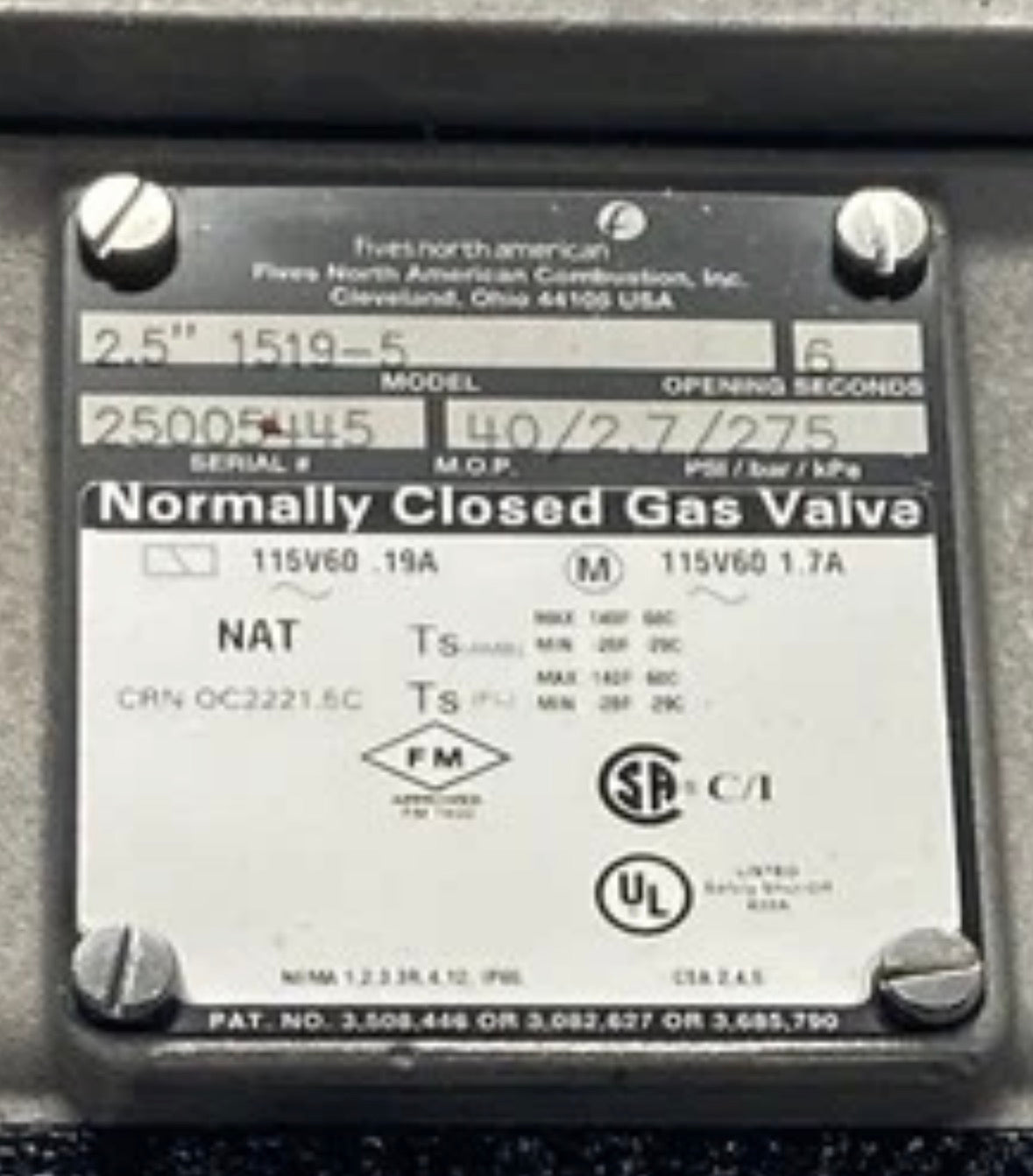 Fives North American 2.5” 1519-5 Solenoid Valve