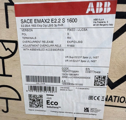 1SDA077320R1 ABB E2.2S-A 1600 Ekip Dip LSIG 3p F HR